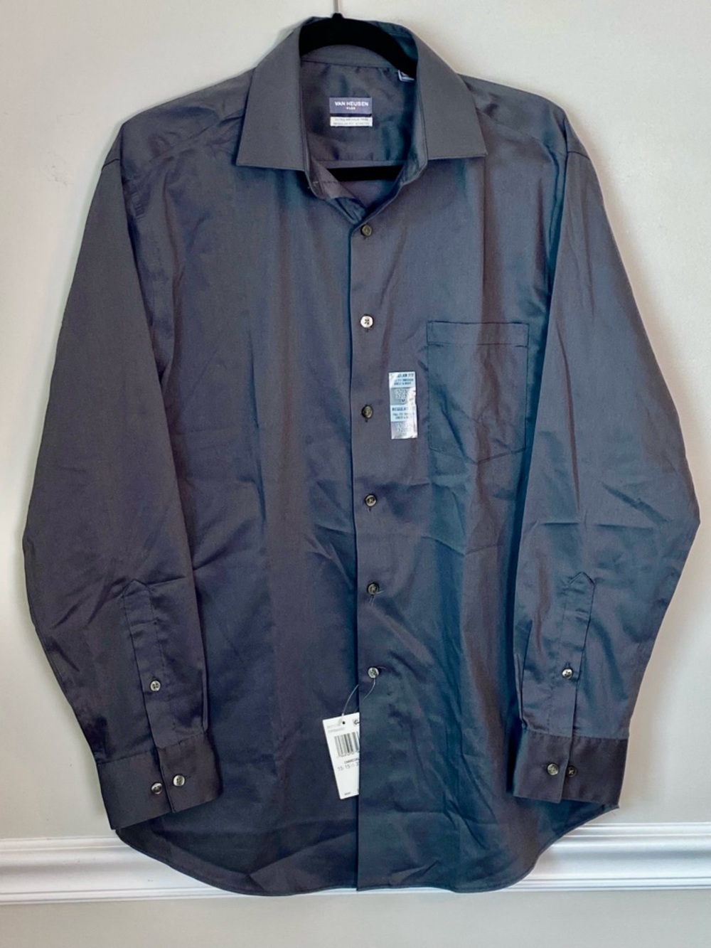 Van Heusen Flex Charcoal Gray NWT 15-15 1/2 32-33 Regular Fit Dress Shirt